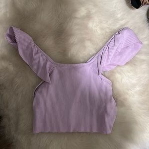 Zara crop top w ruffle sleeves